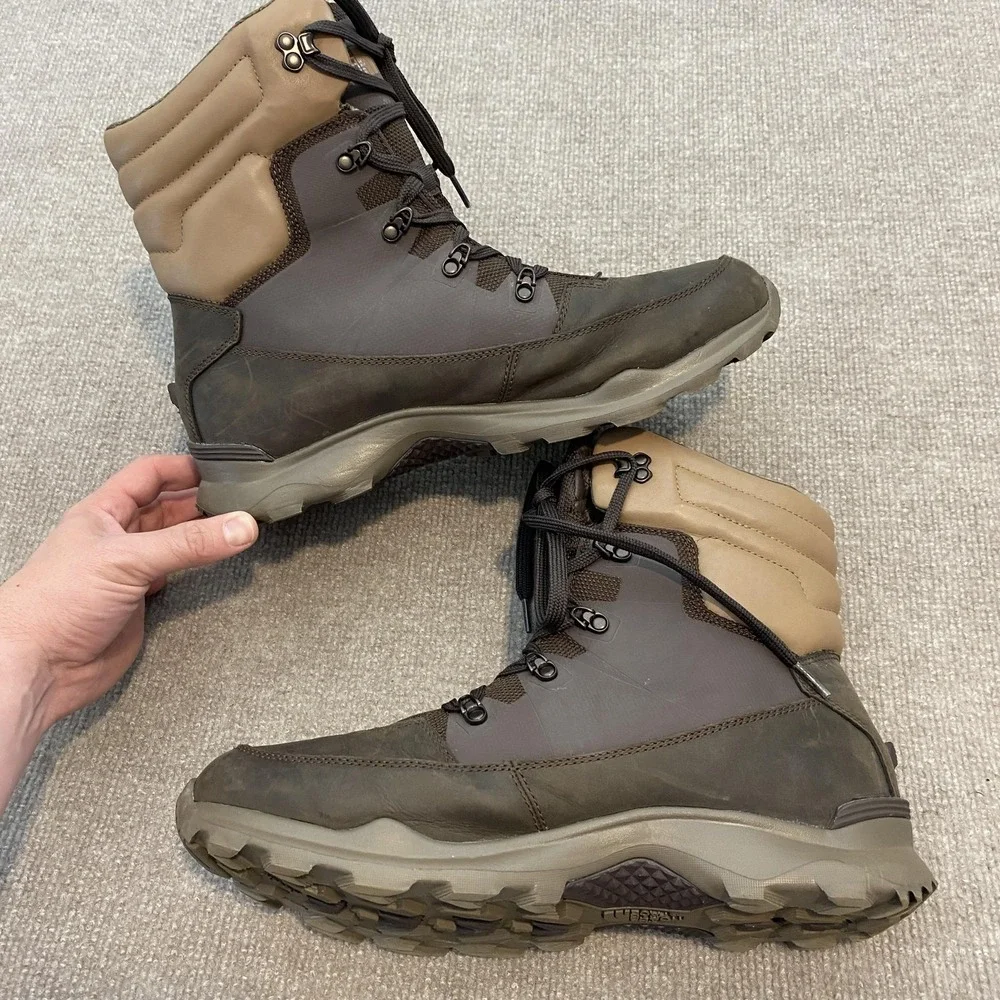 The North Face Snow‎ Boots Mens Size 11.5 Brown Leather Winter NF0A3314 Gorpcore
